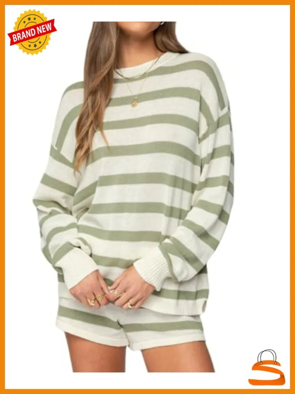 Oversized Knit Sweater and Shorts Lounge Set 2 Piece